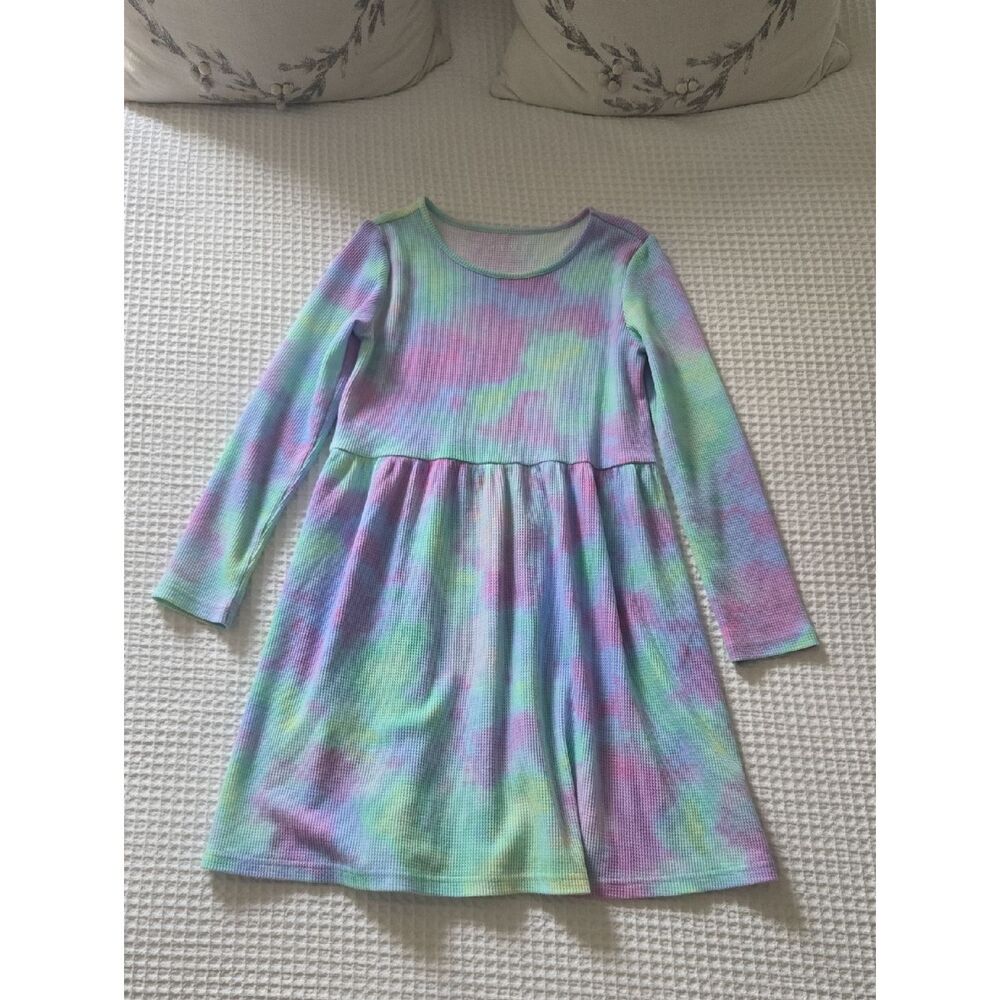 Kids Long Sleeve Tie-Dye Pastel Dress